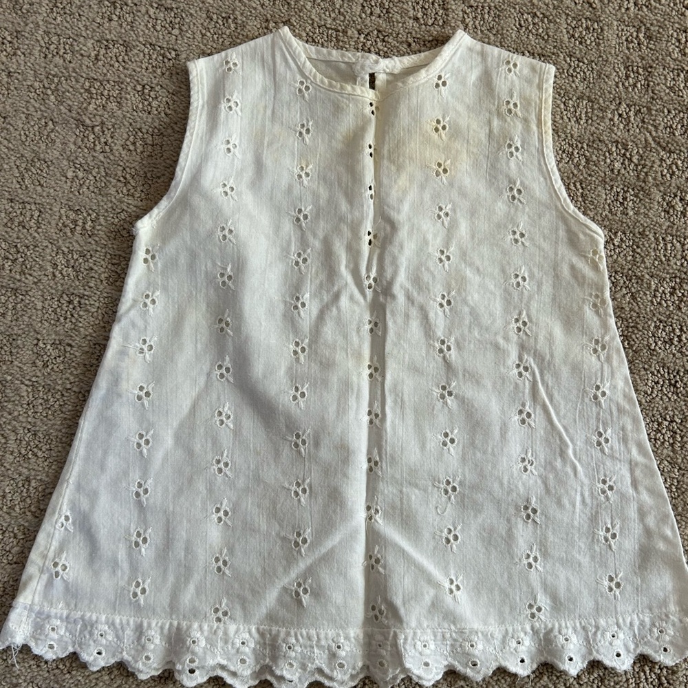 Sleeveless White Eyelet Cotton Top